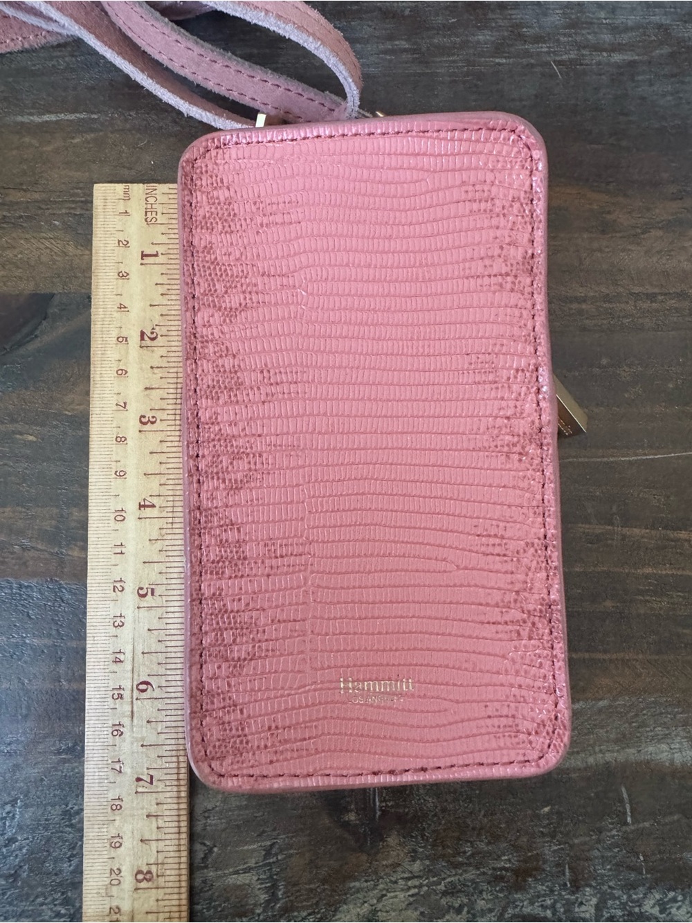 Hammitt Textured Rose Pink Crossbody Cell wallet